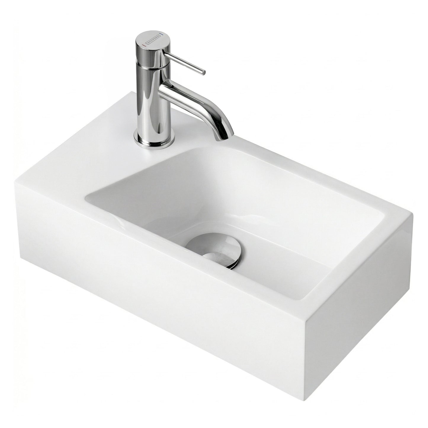 Gäste WC Waschbecken SOHO aus Mineralguss für Wandmontage oder als Aufsatzwaschbecken mit Hahnloch