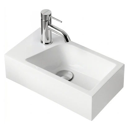 Gäste WC Waschbecken SOHO aus Mineralguss für Wandmontage oder als Aufsatzwaschbecken mit Hahnloch