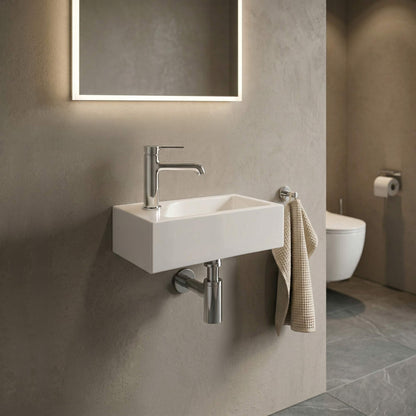 Gäste WC Waschbecken SOHO aus Mineralguss für Wandmontage oder als Aufsatzwaschbecken mit Hahnloch
