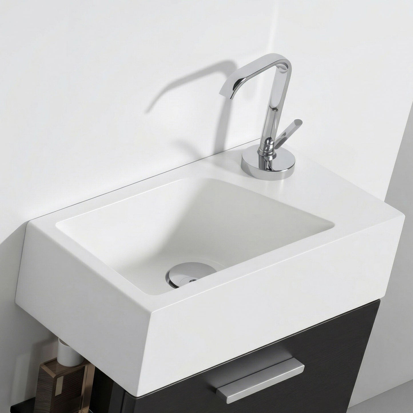 Gäste WC Waschbecken SOHO aus Mineralguss für Wandmontage oder als Aufsatzwaschbecken mit Hahnloch