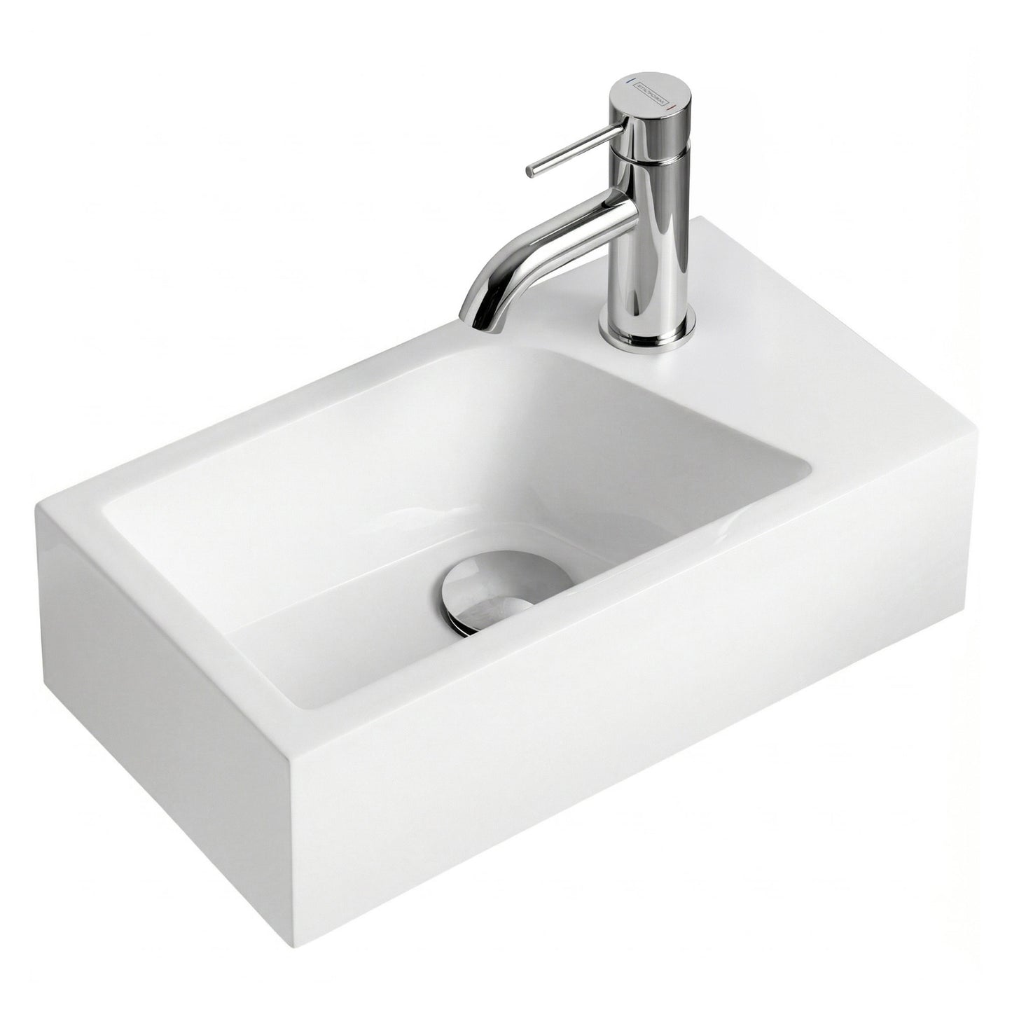 Gäste WC Waschbecken SOHO aus Mineralguss für Wandmontage oder als Aufsatzwaschbecken mit Hahnloch