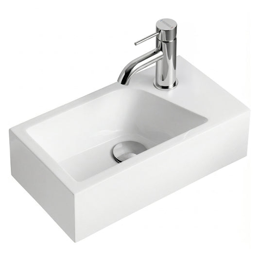 Gäste WC Waschbecken SOHO aus Mineralguss für Wandmontage oder als Aufsatzwaschbecken mit Hahnloch