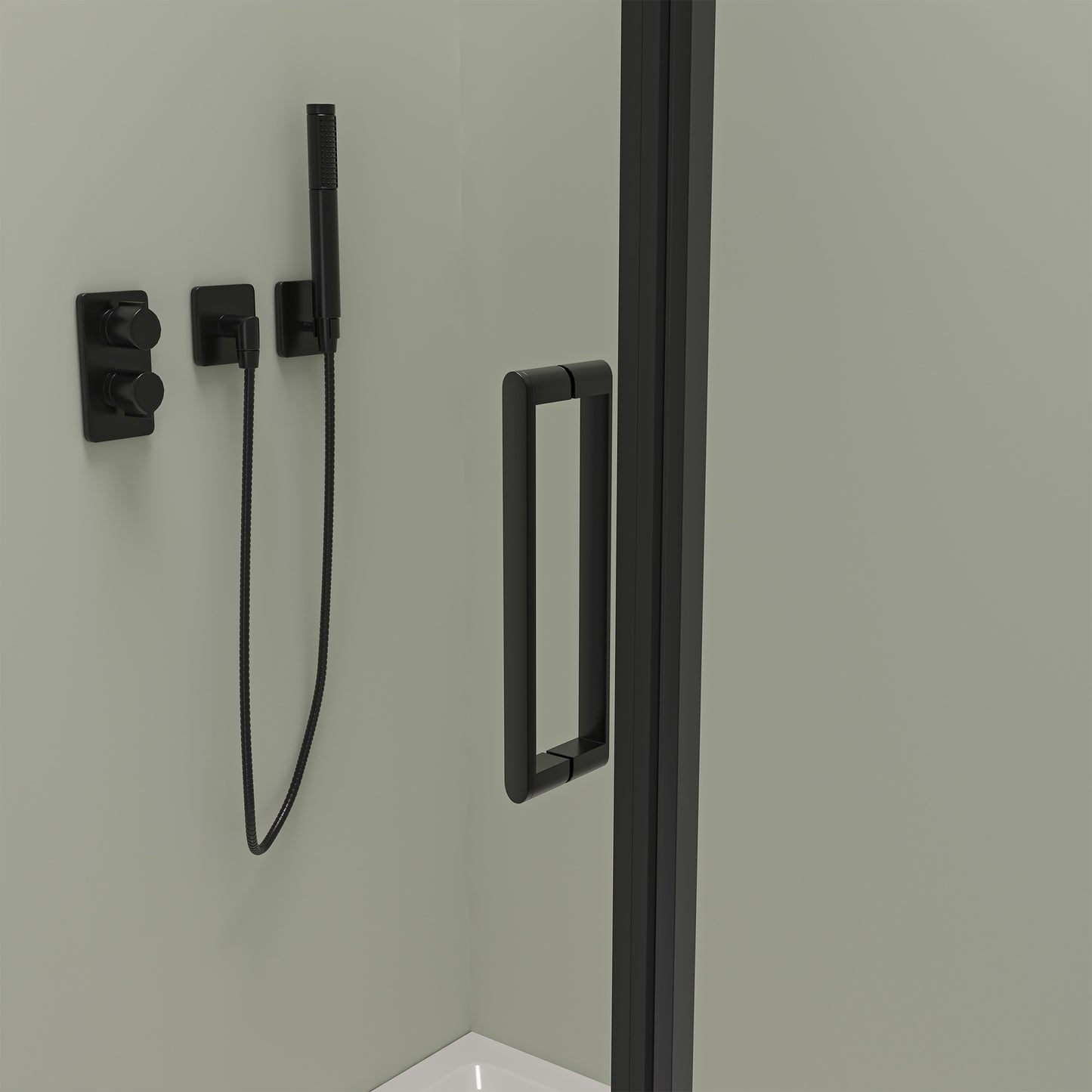 Eck-Duschkabine mit Drehtür – 8 mm Sicherheitsglas in Schwarz Matt, versch. Größen