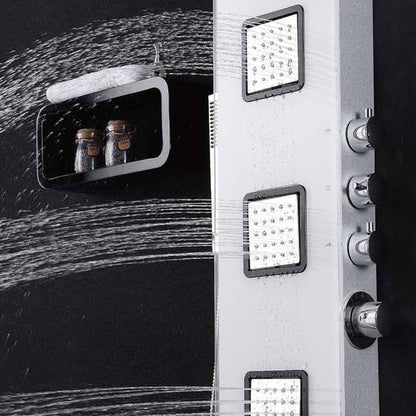 Duschpaneel aus Glas mit Thermostat in Weiss mit XXL Regendusche