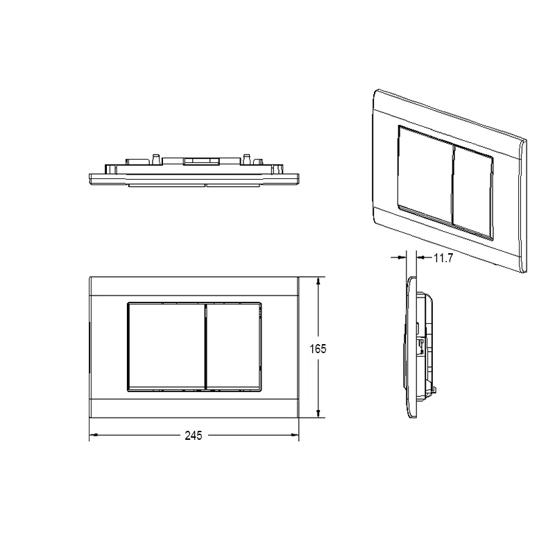 Drückerplatte Schwarz Matt Kompatibel zu Geberit Duofix Sigma / Delta 2 Mengenspülung