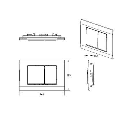 Drückerplatte Schwarz Matt Kompatibel zu Geberit Duofix Sigma / Delta 2 Mengenspülung