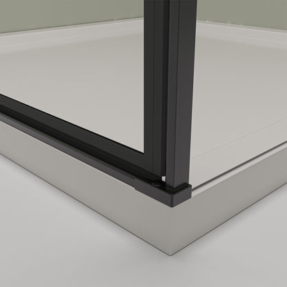 Eck-Duschkabine mit Drehtür – 8 mm Sicherheitsglas in Schwarz Matt, versch. Größen
