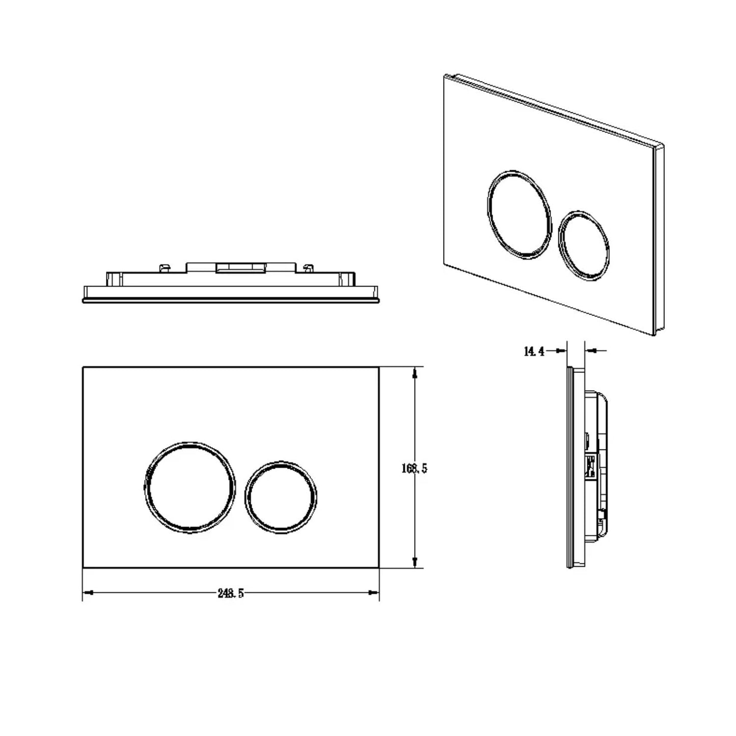 Drückerplatte Glas Schwarz Kompatibel zu Geberit Duofix Sigma (UP 320) 2 Mengenspülung