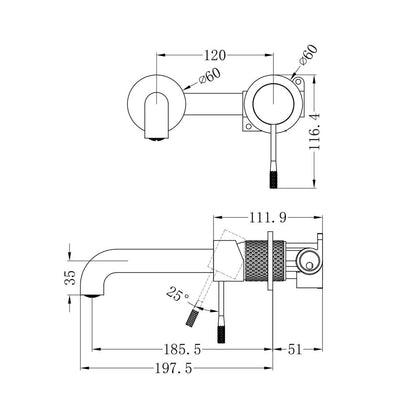 Waschtischarmatur Unterputz ICONIC Einhebelmischer inkl. Grundkörper in Kupfer Gebürstet