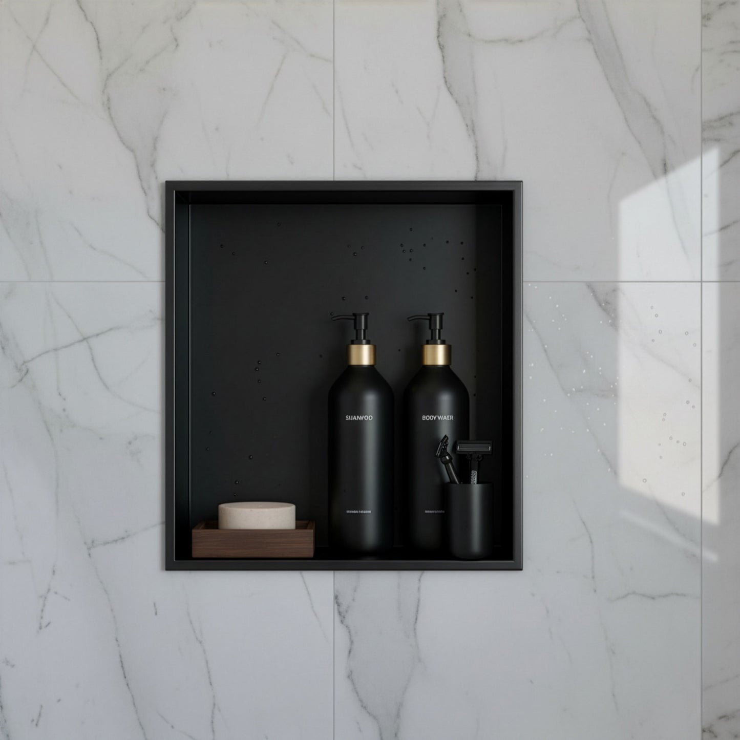 Edelstahl Wandnische Minimal Matt Schwarz in 30x30, 60x30 cm