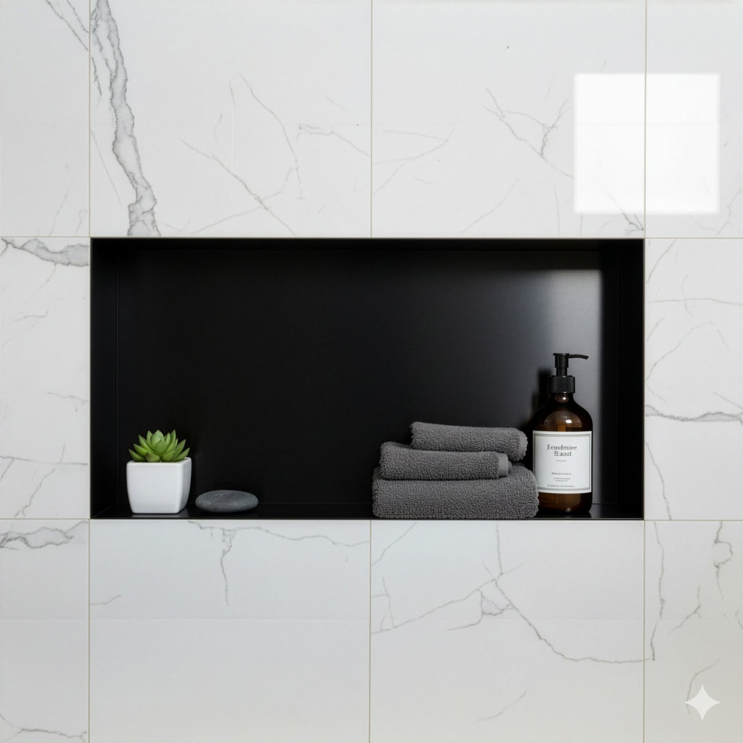 Stilform Wandnische 60x30 Rahmenlos Edelstahl Schwarz Matt