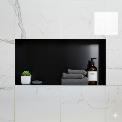 Stilform Wandnische 60x30 Rahmenlos Edelstahl Schwarz Matt