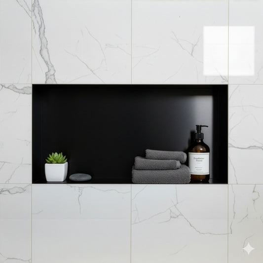 Stilform Wandnische 60x30 Rahmenlos Edelstahl Schwarz Matt